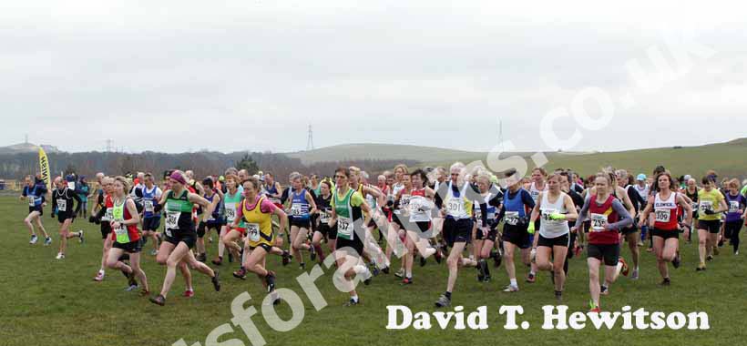 Start of the all ladies and male 65 plus BMAF Cross Country, Herrington, Sunderland.